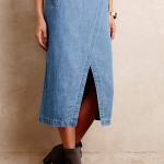 Anthropologie Denim Surplice Midi Skirt