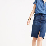J Crew Denim Front Slit Skirt