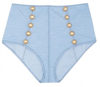 LISA MARIE FERNANDEZ Poppy buttoned denim-effect bikini 