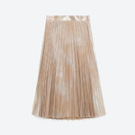 zara metallic fine pleated skirt